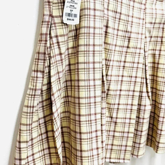 NWT GOODS FOR LIFE Juniors High Rise Plaid Yellow Brown Pleaded Skirt Size 17 - Picture 2 of 8